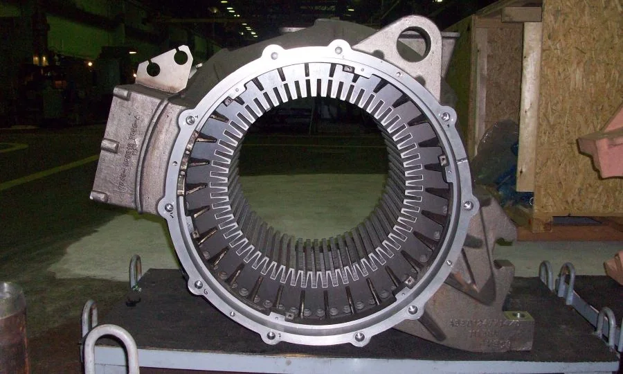 Stator frame machined on a Mandelli horizontal machining center