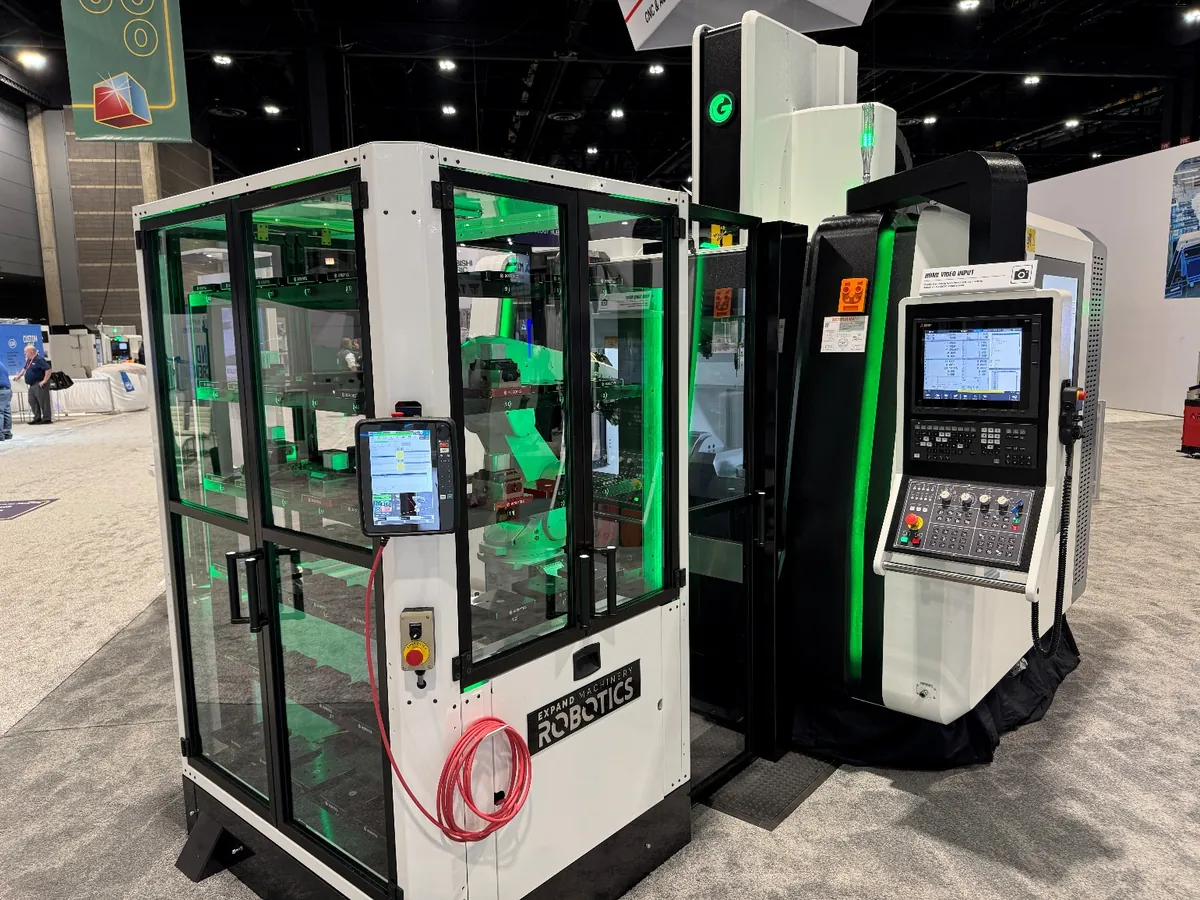 GEN MILL 5X-12 five-axis machining center with an Expand Robotics cell and pallet rack