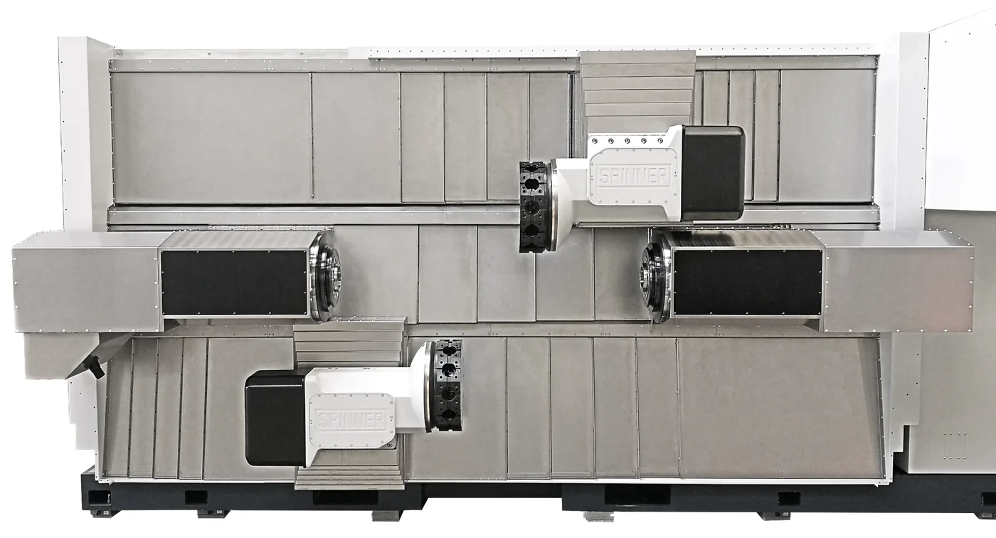Spinner TTS85 Duplex without covers: two turrets, main and sub spindle on the long bed