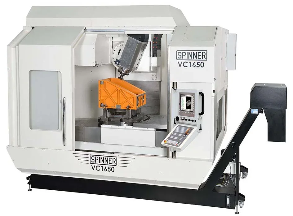 Spinner VC1650-5A 5-axis machining center with swivel milling head
