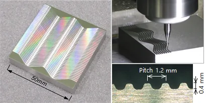 Press die for fuel cell metal separator machined on a Shibaura UVM