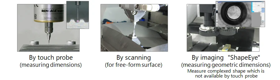 UVM workpiece measurement — touch probe, scanning and ShapeEye imaging